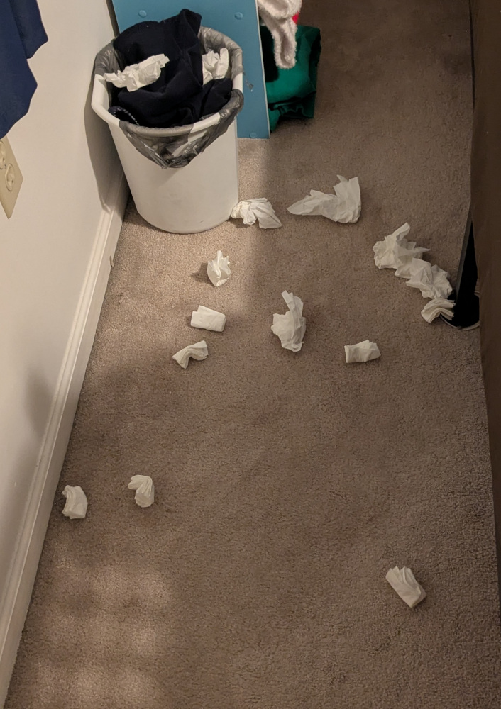 Tissues on floor